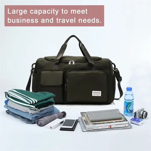 Miniatura 6 de Bolsa de Gimnasio Pequeña para Mujer, Bolsa de Lona de Viaje, Bolsa de Fin de Semana con Compartimento para Zapatos