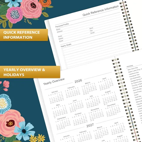 Miniatura 6 de Agenda 2026-2027, semanal y mensual, julio 2026 a junio 2027, planificadores calendario 2026-2027, 9 x 11 pulgadas, papel premium, encuadernación