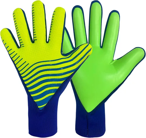 Portero de fútbol con guantes de portero antideslizantes para adultos, hombres/mujeres, guantes de fútbol sin muñeca con agarre fuerte, palmas Azul
