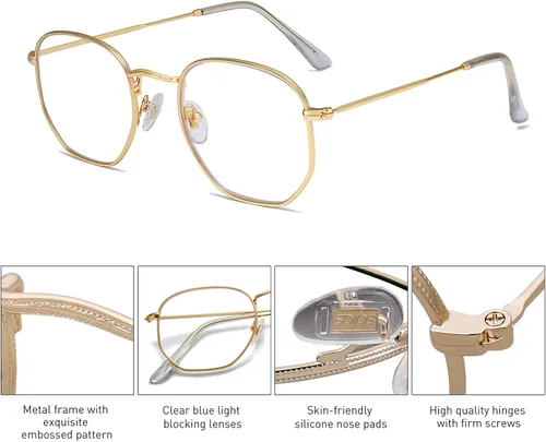 Miniatura 3 de SOJOS Small Blue Light Blocking Glasses Hexagonal Eyeglasses Frame Anti Blue Ray Glasses One and Only SJ5036