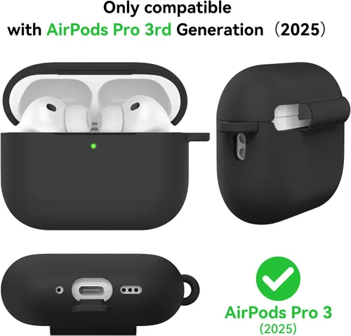 Miniatura 2 de Compatible con funda AirPods Pro 3, bonita funda protectora de silicona para Apple AirPods Pro 3 con kit de limpieza y llavero, accesorios