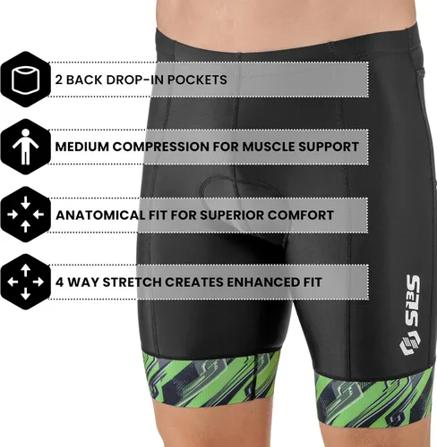 Miniatura 6 de Pantalones cortos de triatlón para hombre Pantalones cortos de triatleta 4 bolsillos FRT 8 pulgadas Swim Bike Tri Shorts para hombre