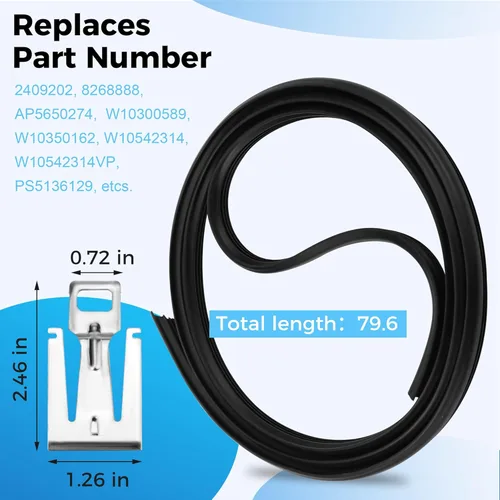 Miniatura 2 de Romalon W10542314 Junta de puerta de lavavajillas para Whirl-pool Ken-more reemplaza 2409202 8268888 W10300589 W10284090 W10350162