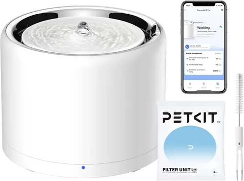 PETKIT Eversweet 3 Pro Fuente de agua para gatos con bomba inalámbrica, 1.6L/56oz Fuentes de agua de acero inoxidable para gatos de interior,