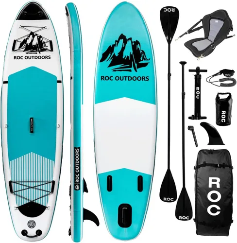 Miniatura 12 de Roc Tabla de remo inflable con accesorios de tabla de remo de SUP de alta calidad, diseño amplio y estable, cubierta antideslizante y cómoda