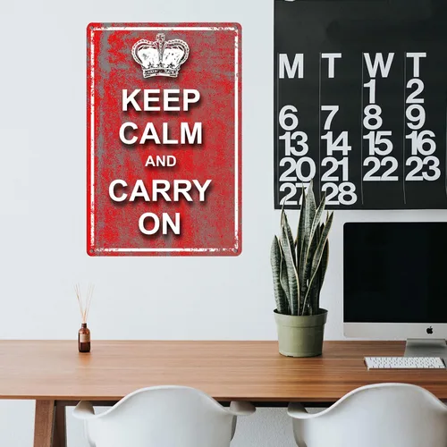 Miniatura 5 de Letreros de lata inspiradores, con texto en inglés «Keep Calm and Carry on», placas motivacionales para el hogar, oficina, habitación, bar, TP-2154