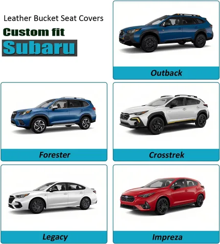 Miniatura 3 de GIANT PANDA Funda de asiento delantero de automóvil para Subaru, fundas de asiento de cubo de piel sintética con ribetes de ajuste personalizado