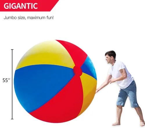 Miniatura 3 de Novelty Place Bola inflable gigante de playa, juguete de piscina para niños y adultos, tamaño jumbo de 4.6 pies (55 pulgadas)