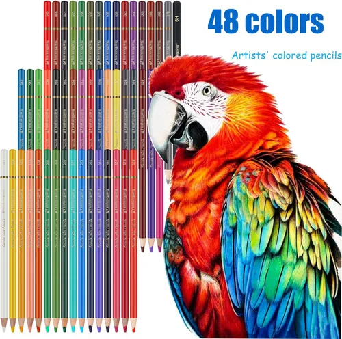 Miniatura 5 de Heshengping Juego de 48 lápices de colores para dibujo y bocetos para libros para colorear, kit de dibujo, suministros de arte con estuche de lona
