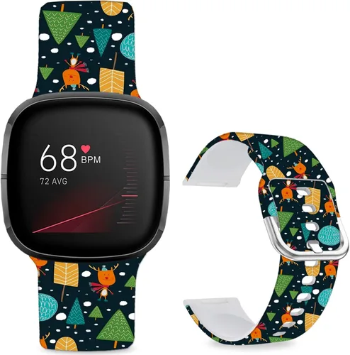 Miniatura 10 de Correas de reloj de dibujos animados con estampado floral compatibles con Fitbit Versa 4/Versa 3/Fitbit Sense 2/Sense Band de silicona suave