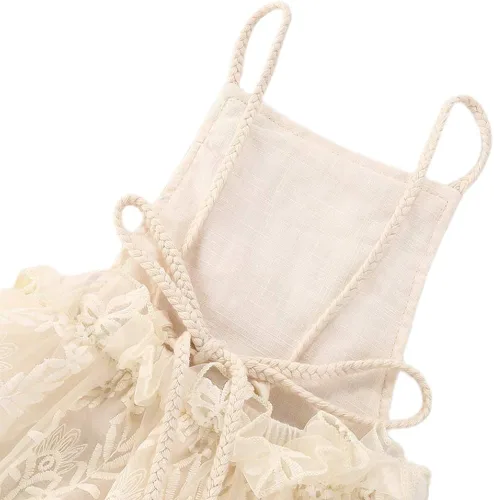Miniatura 4 de Easisim Conjunto de ropa para bebé recién nacido, con bordado de encaje, halter, espalda descubierta, enterizo, enterizo, conjunto de traje de sol