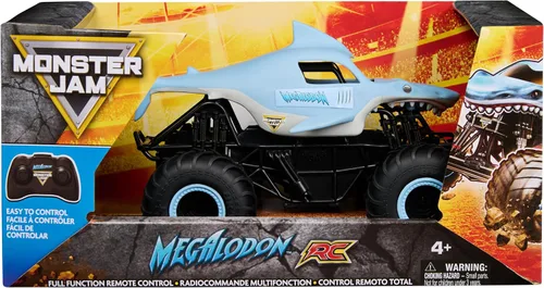 Miniatura 2 de Monster Jam, Camión monstruo oficial Megalodon a control remoto, escala 1:24, 2.4 GHz, para edades de 4 años en adelante