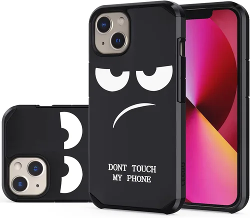 Miniatura 9 de Funda para iPhone 13 Pro, bonita funda [Don't Touch My Phone] a prueba de golpes de doble capa resistente de silicona protectora de plástico