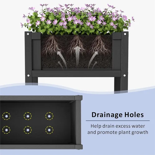 Miniatura 5 de Cama de jardín elevada con agujeros de drenaje, jardinera elevada impermeable de HDPE con patas, estable y duradera para plantar hierbas, vegetales
