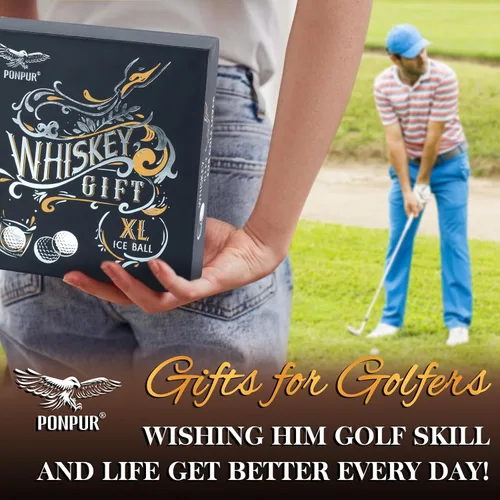 Miniatura 7 de PONPUR Regalos de golfista para hombres, Día del Padre, aniversario, regalos de cumpleaños para papá, él, marido, 4 pelotas de golf de whisky con 1