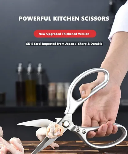 Miniatura 2 de Tijeras de cocina de acero inoxidable multifunción, tijeras de alimentos ultra afiladas para carne, pescado, pollo, pizza, ensalada, barbacoa