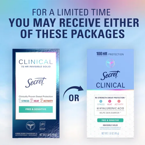 Miniatura 9 de Secret Clinical Strength - Desodorante antitranspirante para mujeres, Libre de Fragancia y Sensible, protección contra el estrés 3X, protección