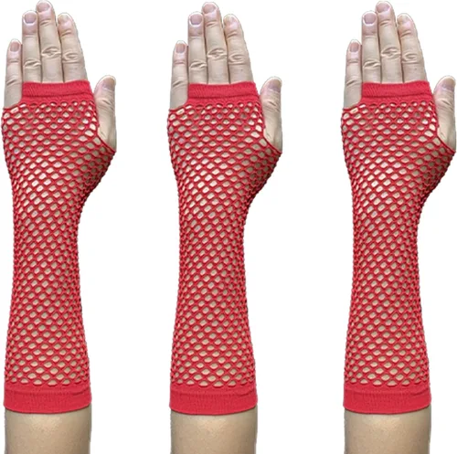 Miniatura 8 de Guantes de red sin dedos para mujer, guantes de red de pescado, calentadores de brazos de malla para fiestas Emo o góticas y 80s o 90S W-N-NG2