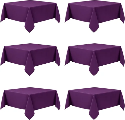 Miniatura 39 de Paquete de 6 manteles negros para mesas cuadradas, 54 x 54 pulgadas, tela de poliéster resistente a las manchas para mesas de 2 pies, manteles