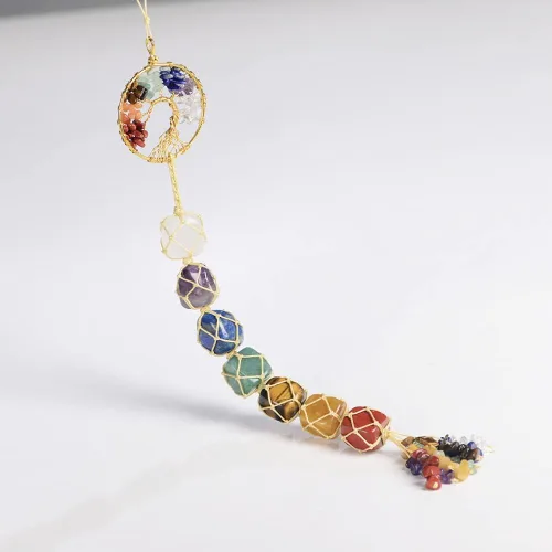 Miniatura 7 de Adornos colgantes de cristal hechos a mano para ventana de coche, 7 chakras, decoración del hogar, Feng Shui, ornamento de yoga y meditación
