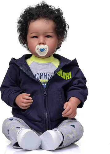 iCradle Muñecas de bebé renacidas niño negro birracial afroamericano bebés recién nacidos realistas muñecas de bebé renacidas con cuerpo de silicona