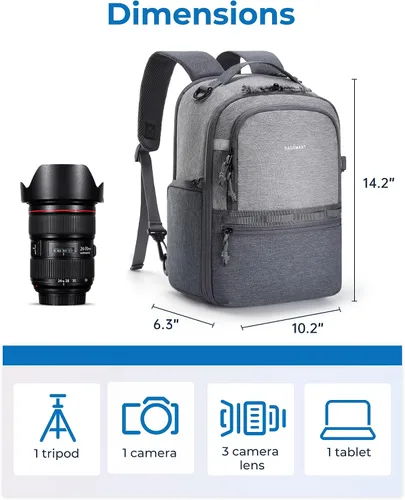 Miniatura 6 de BAGSMART - Mochila para cámara DSLR SLR, pequeñas bolsas para fotógrafos compatibles con Sony Canon Nikon, correa para el hombro, mochila de viaje 2