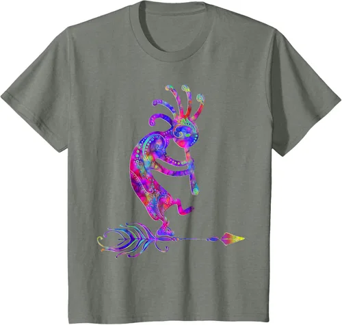 Miniatura 90 de Native American Kokopelli With Feather 2 - Camiseta Fan Fun, Negro, S