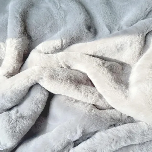 Miniatura 5 de ORINOVA - Alfombra lavable de pelo sintético de conejo para dormitorio en gris claro, esponjosa, para sala de estar, alfombra antideslizante de pelo