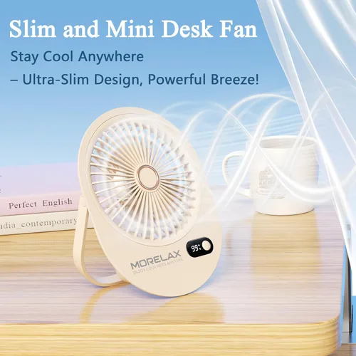 Miniatura 4 de Ventilador de escritorio USB, ventilador portátil pequeño y silencioso, plegable en 180°, 6 velocidades, ventiladores de mesa de viento fuertes