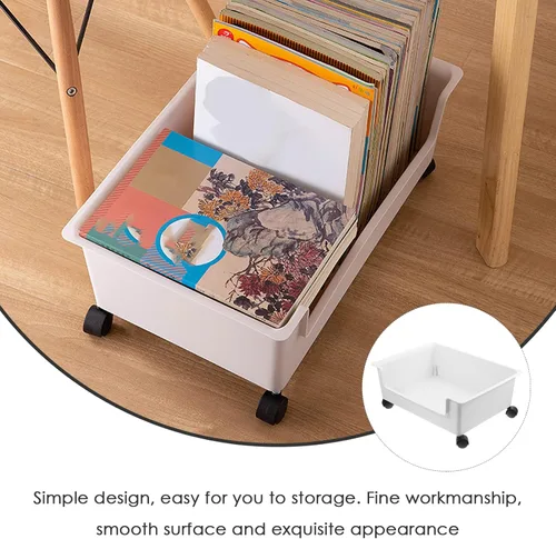 Miniatura 4 de DECHOUS Caja de almacenamiento para libros de escritorio con ruedas, carrito organizador de archivos de plástico, caja de disolay de juguetes