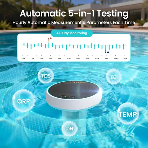 Miniatura 3 de AIPER HydroComm - Monitor inteligente de piscina, prueba automática de agua 24/7 para piscinas, jacuzzis y spas, probador digital preciso 5 en 1