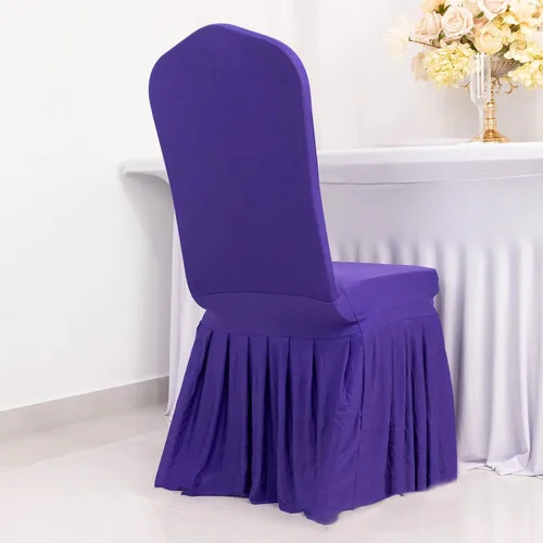 Miniatura 29 de Efavormart 1 juego de fundas para sillas de banquete con volantes y falda plisada de spandex blanco, fundas elásticas lavables con bolsillos