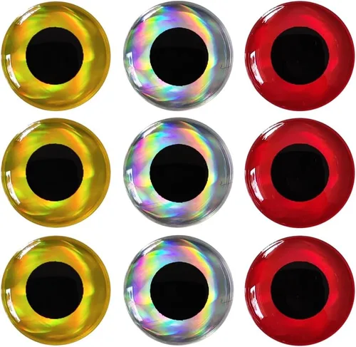 900pcs Surtido 3D Simulación Láser Señuelo de Pesca Ojos Artificiales Ojos de Pez para Pesca Señuelo 0.315 in 0.394 in 0.472 in