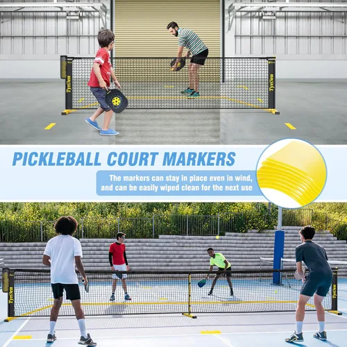 Miniatura 3 de Portable Pickleball Net for Driveway, 22 FT Regulation Size & 11 FT Half Court Size Pickle Ball Net with Ball Collector, 2-in-1 Pickle Ball Net with