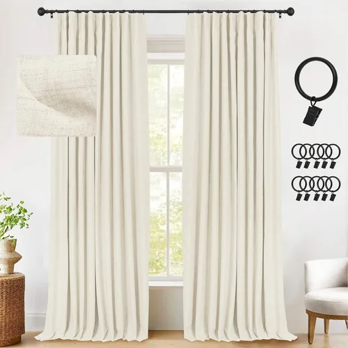 Miniatura 46 de INOVADAY Cortinas térmicas para puerta corredera 100% opacas para dormitorio, cortinas de puerta corrediza de vidrio extra anchas para patio, lino