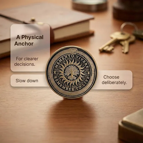 Miniatura 8 de Memento Mori Medallón de moneda estoicismo, regalo Amor Fati Metal Gold Color Token EDC Challenge Stoic Reminder Colgante Momento Mori Regalo
