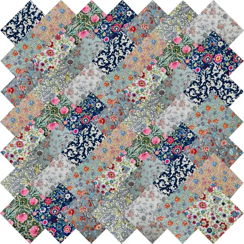 Miniatura 11 de 5 x 5 pulgadas, 50 piezas de tela floral 100% algodón, suministros de acolchado para coser bricolaje y principiantes de colcha, flores blancas