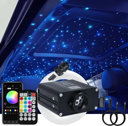 AKEPO - Kit de luces de fibra óptica RGBW de 16 W, parpadeante, controlada a través de aplicación, activadas por música, tamaño pequeño, 550