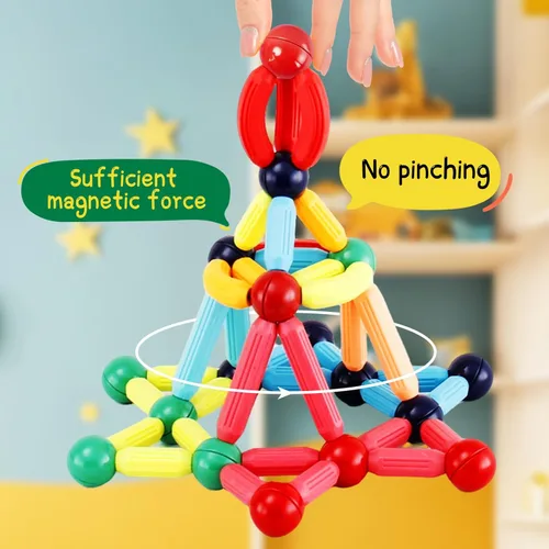 Miniatura 6 de 64 piezas bloques de construcción magnéticos, juguetes magnéticos Montessori para niños pequeños, juguetes de aprendizaje STEM para niños y niñas