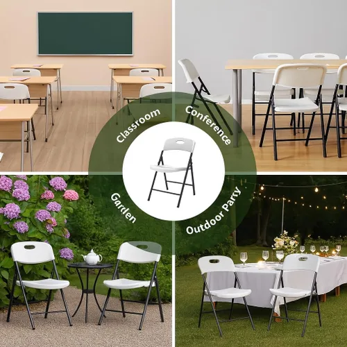 Miniatura 7 de BTEXPERT Silla plegable gruesa portátil de plástico para interiores y exteriores, boda, evento, picnic, cocina, comedor, iglesia, escuela, silla