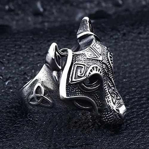 Miniatura 2 de Fenrir - Anillo de cabeza de lobo (acero inoxidable 316L)