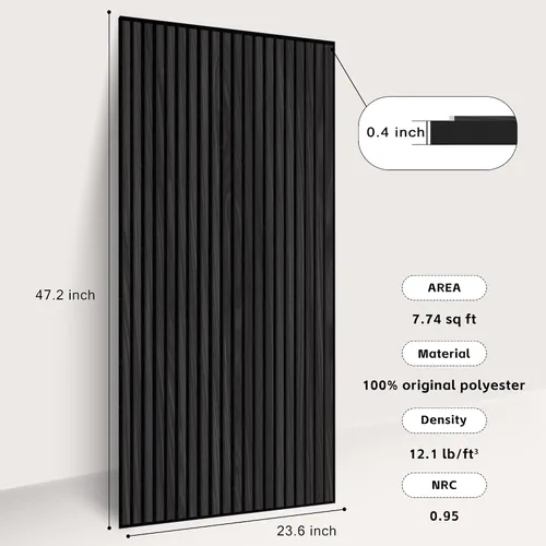 Miniatura 3 de WoveN SounD Slat Acousitc - Paneles de pared de 48 x 24 pulgadas, chapa de madera, decoración de pared a prueba de sonido, diseño autoadhesivo