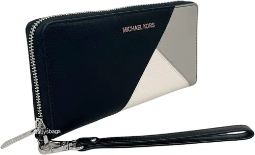 Miniatura 7 de Michael Kors Jet Set Travel - Pulsera continental grande con bloques de color, cuero multicolor, Negro Multi, Pulsera Continental