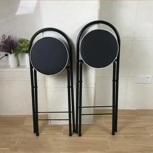 Miniatura 7 de Taburete plegable para desayuno, silla alta con asiento acolchado, taburete redondo portátil con respaldo, taburete plegable para adultos al aire