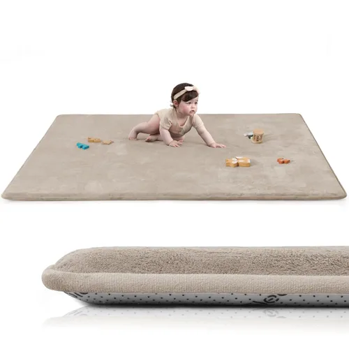 Miniatura 11 de Huloo Sleep Alfombra de Juego para Bebés para Piso, Espesor de 1.3" de Espuma Elástica, Alfombra de 1.27m×1.27m para Tiempo de Barriga, Terciopelo