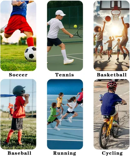 Miniatura 6 de Juego de 24 calcetines de fútbol con agarre juvenil con mangas de protección de espinilleras para niños y niñas 7-14 para fútbol y baloncesto