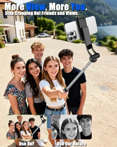 Miniatura 2 de Palo de Selfie de 40" con Luz y Control Remoto Inalámbrico, Soporte de Trípode Portátil para Teléfono para iPhone y Android, Palo de Selfie Ligero