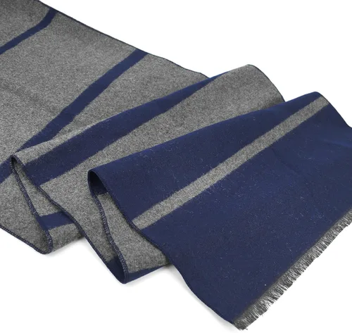 Miniatura 8 de EINSKEY Bufanda de invierno para hombre, paquete de 2 bufandas de mezcla de lana con borlas de contraste a rayas suaves y largas bufandas de moda