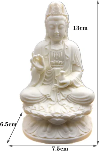Miniatura 2 de Diosa de la misericordia Guan yin Buda estatua en loto Escultura de Quanyin blanca para decoración de oficina en casa Bendición de estatua