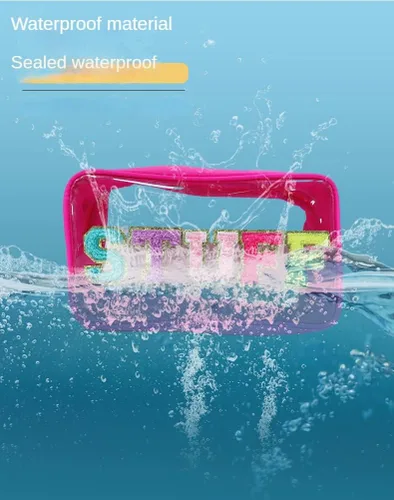 Bolsa de maquillaje grande con letras de felpilla transparente para viajes, playa, bolsa de cosméticos con purpurina transparente, bolsa de Negro